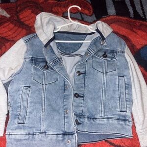 Kids Denim and Gray Hooded Jacket